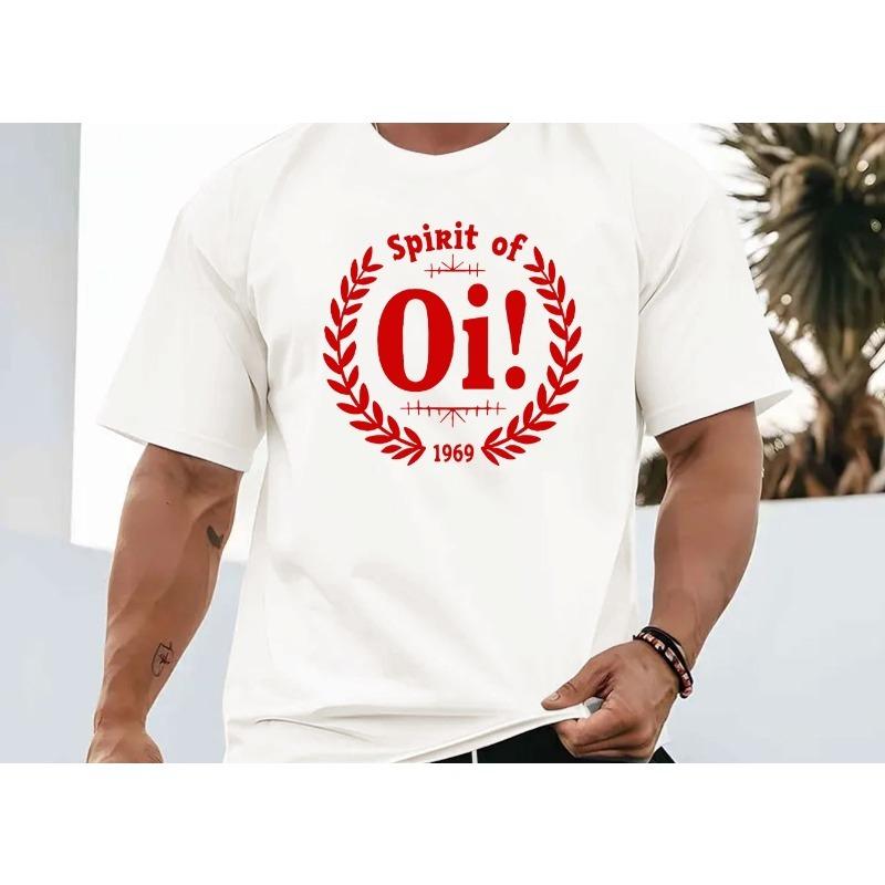European sizes Summer men's casual sports top, round neck T-shirt, made of pure cotton fabric, fashionable and versatile, printed