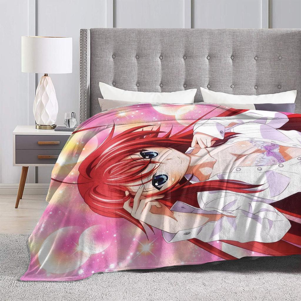 High School DxD Rias Gremory Anime Flannel Blanket Anime Soft Warm Throw Blanket for Bedroom Travel Bedspread Sofa Bed Cover