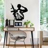 Black Metal Soldier Wall Art Silhouette Gun Flag Decor Office Home Cave Gift