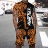 Herr Djur Tiger Träningsdräkt 3D-tryck Strandkläder Casual O-ringad Kortärmad T-shirt Shorts Set Sportkläder Herr 2 delar Kläder