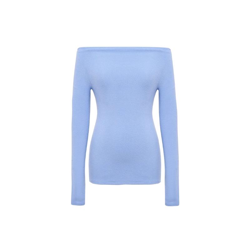 

In-Stock One-Shoulder Brushed Long-Sleeve Yoga Top - Slim Fit, Skin-Friendly, Comfortable Base Layer. Small светло-синий
