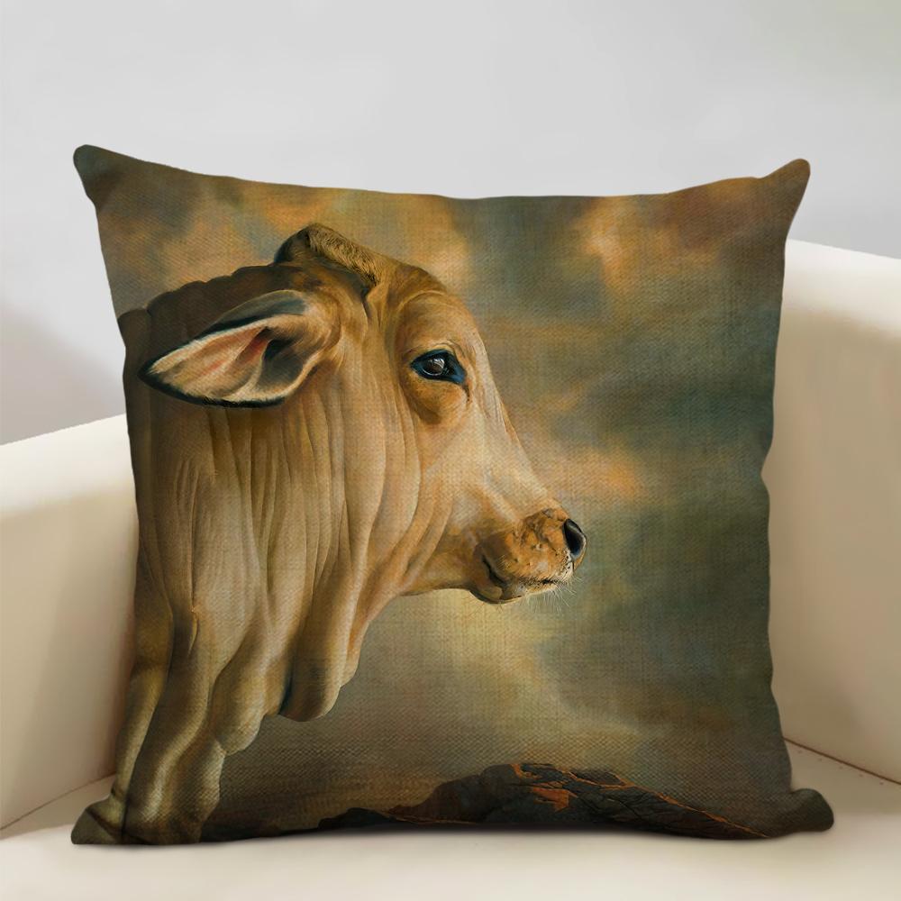 Animal Series Cushion Cover Nice Cow Sofa Decorative Pillow Cover Custom Pillow Case Outdoor Leisure Chair Waist Pillow Case