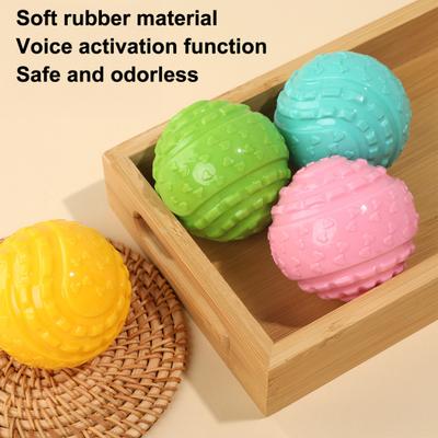 Squeaky Ball Dog Toy Rubber Ball Dog Chew Toy Interactive Dog Teeth Cleaning Fetch Toy for Puppy Teething Dogs Training