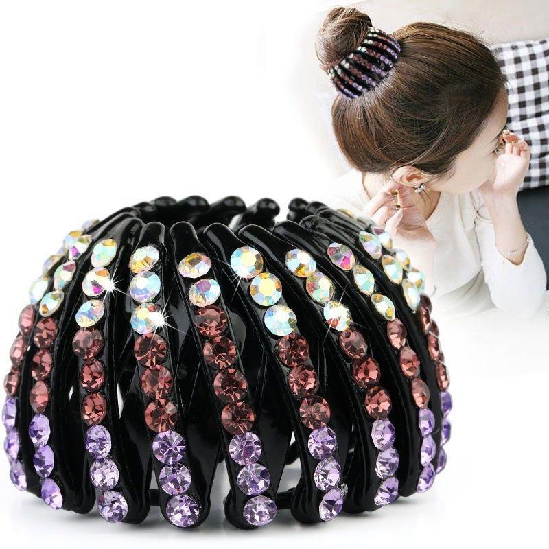 New Fashion Ladies Hair Bun Crystal Hair Claw Hairpin Bird's Nest Expansion Hair Accessories Female Ponytail Buckle Headwear