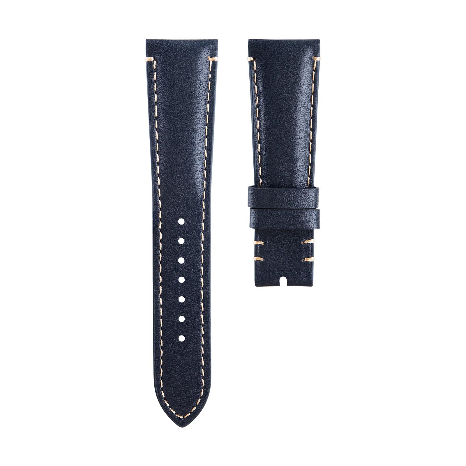 

22mm Italian Flat Leather Watchband For Tudor Black Bay Series Watch Band Strap Folding Buckle Bracelet 41mm GMT Pelagos Series 22mm No Link&No Buckle темно-синього кольору
