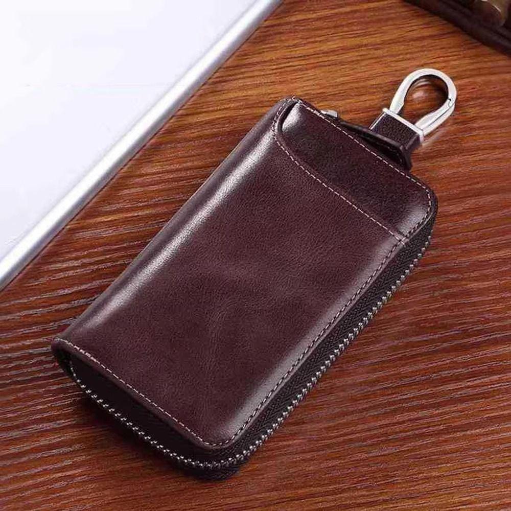 Auto Schlüsselanhänger Retro Schlüssel Organizer Tasche Mode PU Leder Auto Schlüssel Geldbörse Reißverschluss Große Kapazität Schlüssel Etui Heimgebrauch