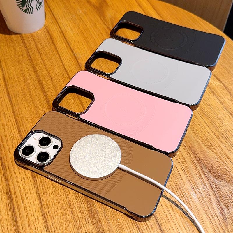 For iPhone 16 Pro Max Case Compatible with MagSafe Borderless PC+PU Leather Phone Back Cover