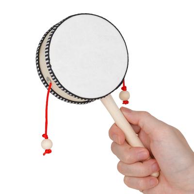 4-Zoll-Rasseltrommel aus Holz, Schütteltrommel, Rassel, Spin-Trommel, Handschütteltrommel, Handmusical