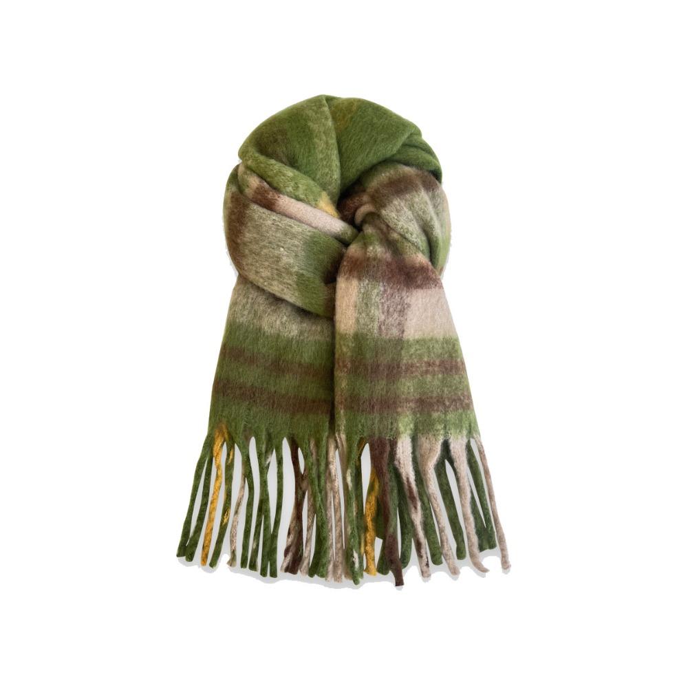 Plush Plaid Wool Scarf Tassel Cape Wraps Warm Winter Cashmere Scarves  Student