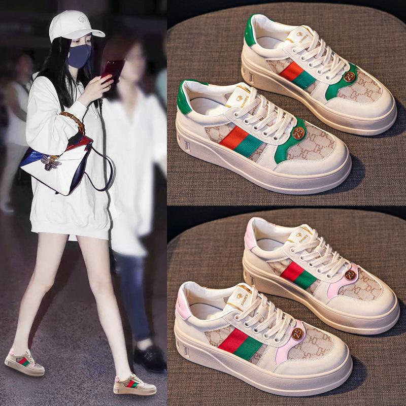 Leather mesh board shoes breathable women's single shoes 2025 spring and summer new thick-soled versatile sports and leisure shoes retro shoes