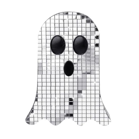 Disco Ghost Statue Shiny Mirror Ghost Figurine Dazzling Reflective Ghost Ornament for Home Parties Bars Halloween Decoration