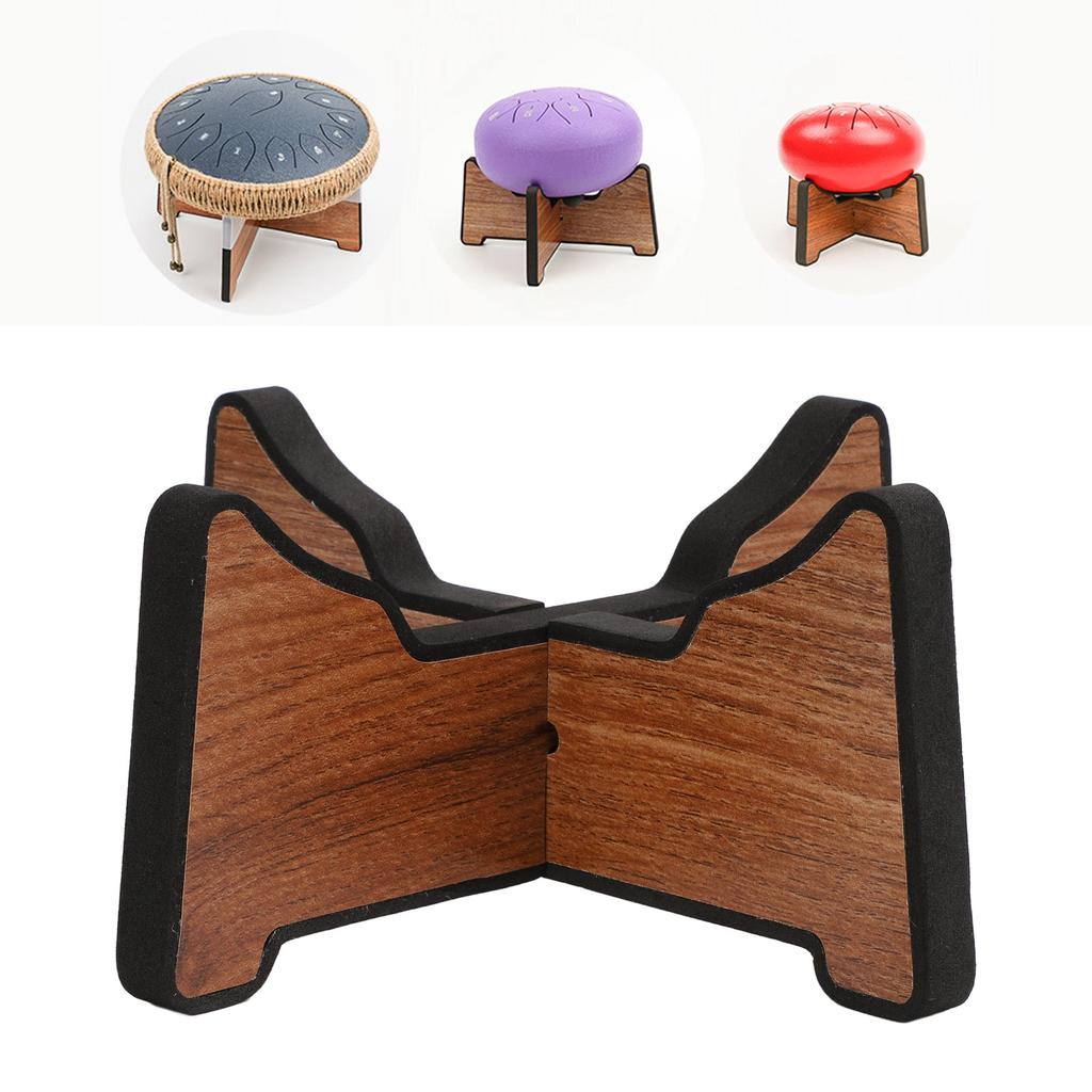 Ethereal Drum Stand Holder Silicone Sound Insulation Layer Detachable Wooden Display Rack Handpan Tongue Drum Holder