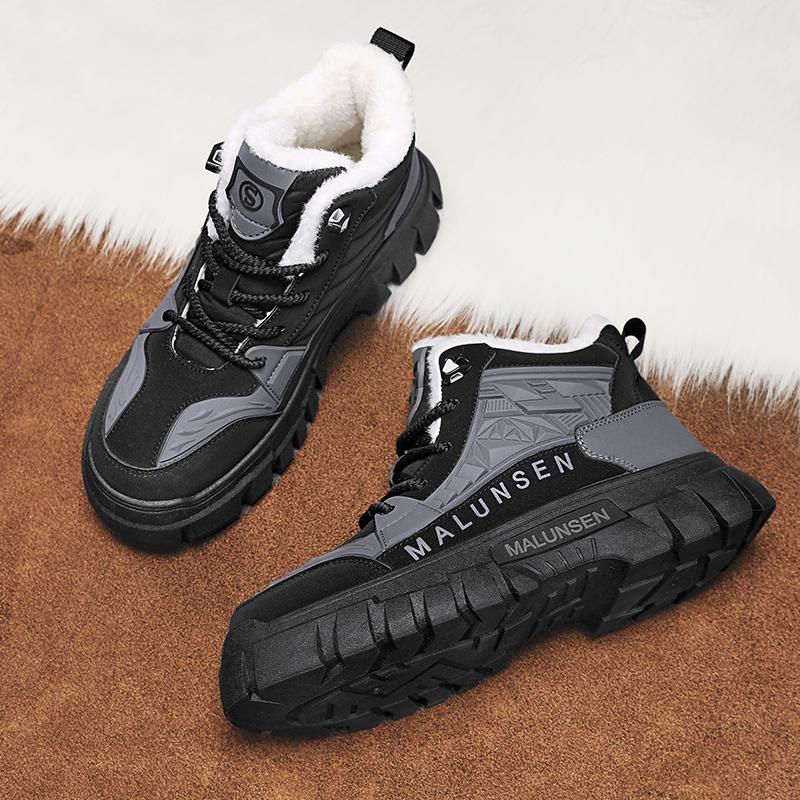 New Men's Hiking Casual Lightweight Anti Slip and Warm Shoes for Autumn and Winter Waterproof High Top Hiking Shoes Sports Shoes