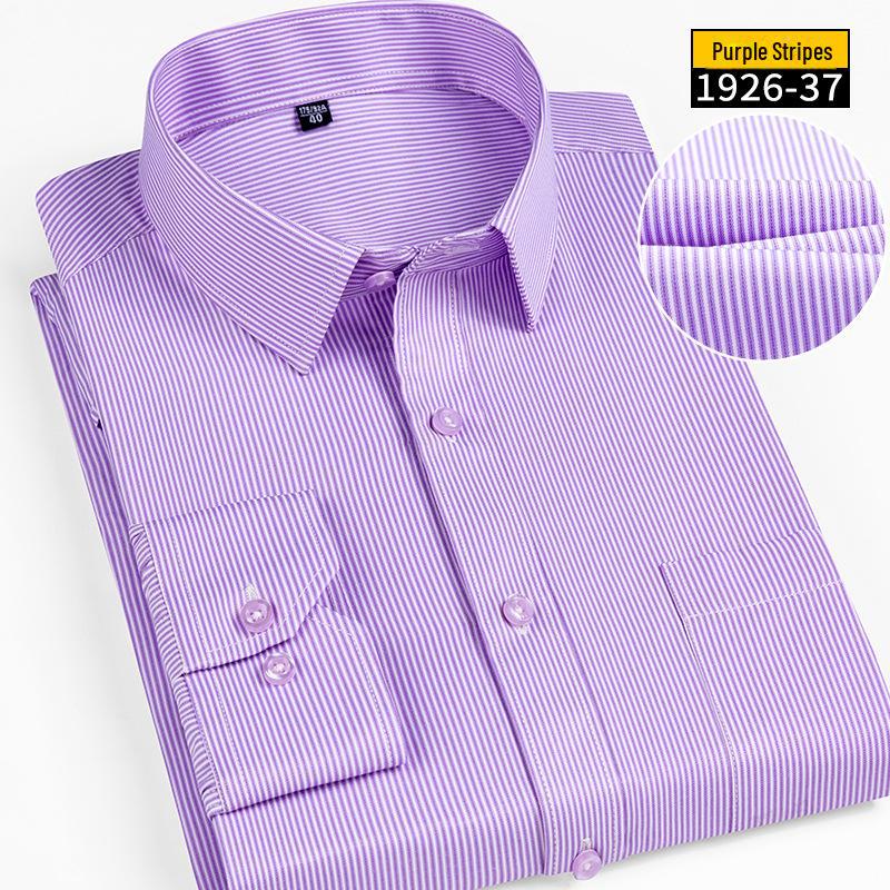 

Мужская рубашка в деловом стиле с длинным рукавом, в полоску/клетку, весна-осень 43/3XL фиолетовый