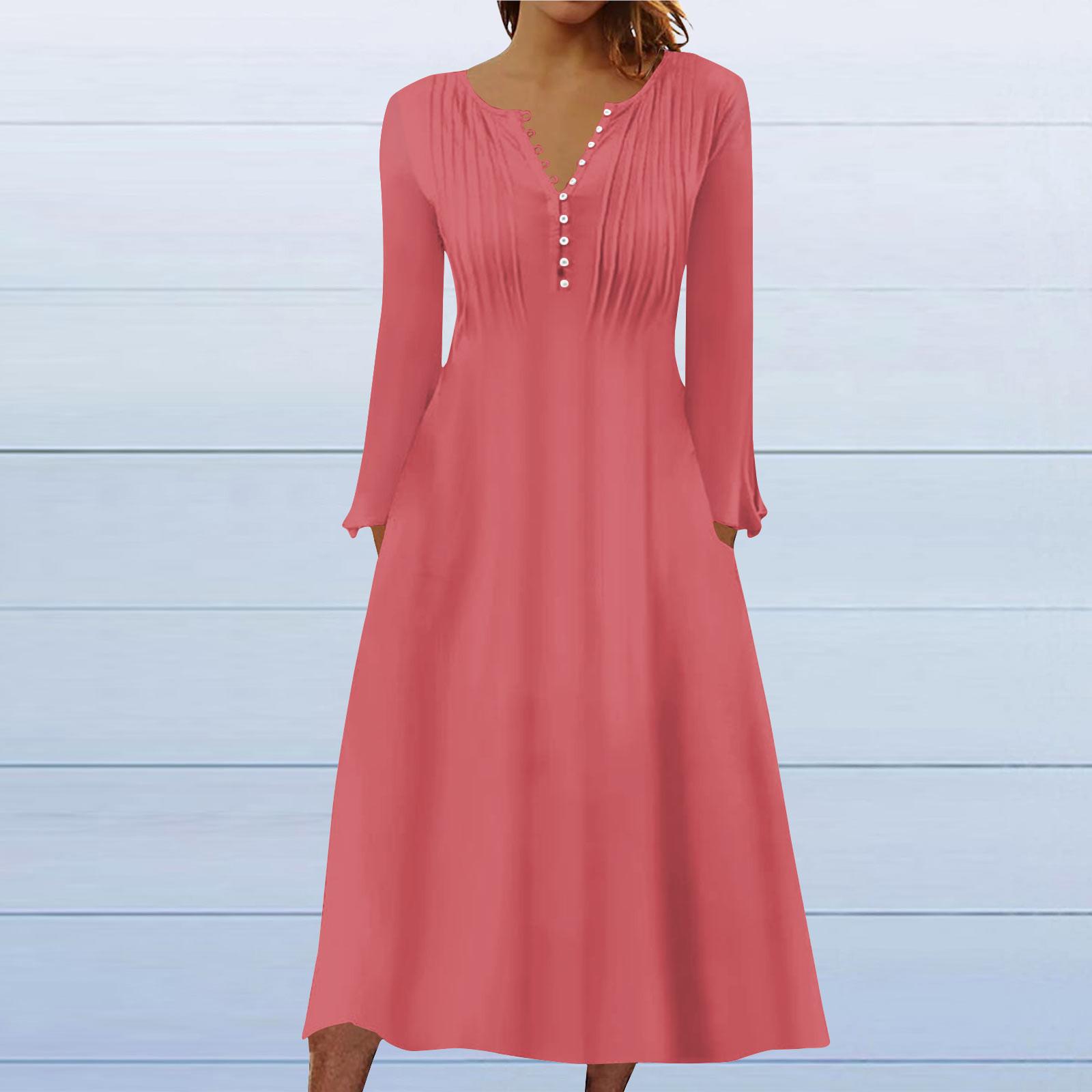 

Модное женское повседневное модное однотонное платье с карманами и v-образным вырезом, пуловер с длинными рукавами XXXL