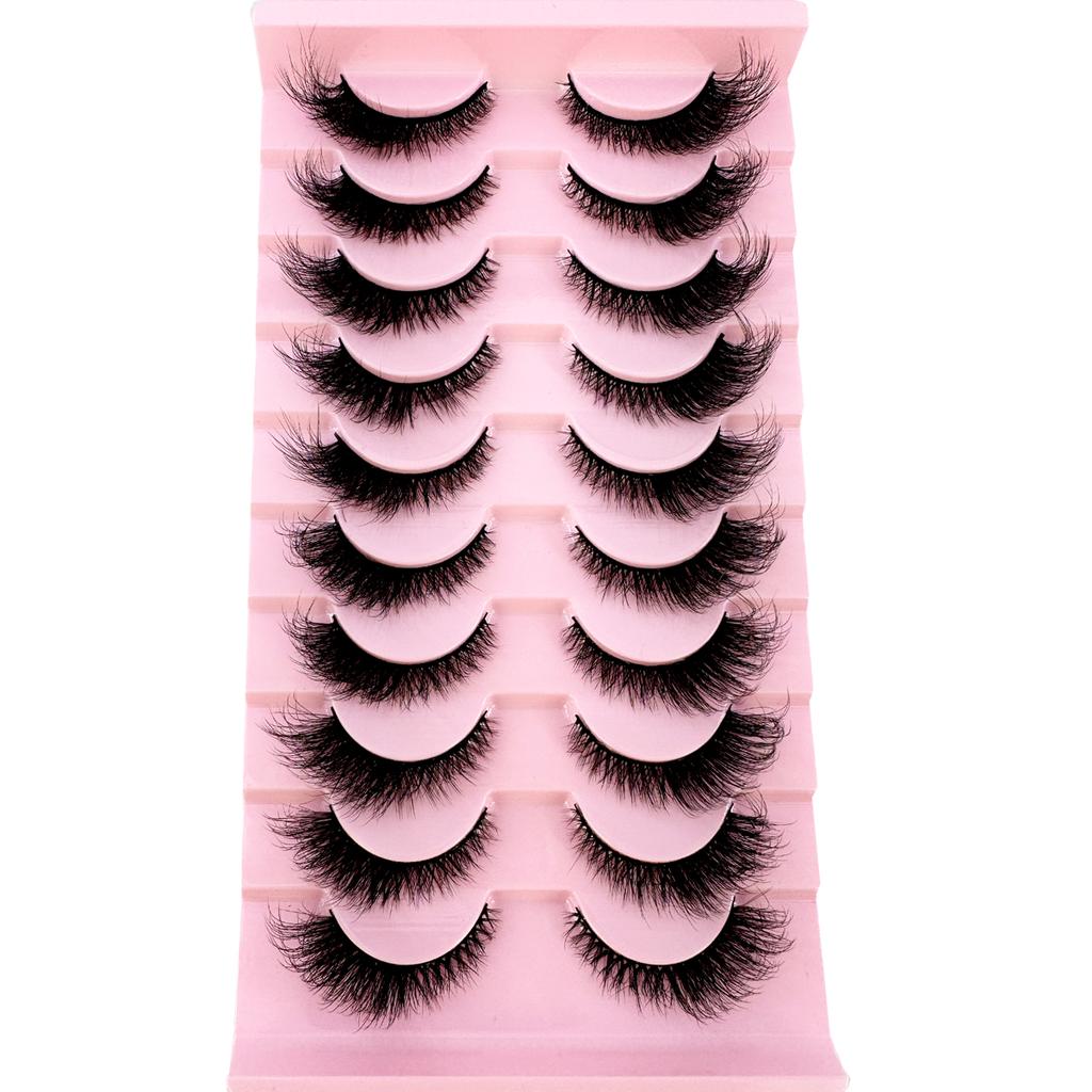New 10 Pairs Of Natural Full False Eyelashes,Thick Curling Fluffy Eyelashes For Party Use Manga Eyelashes, Travel Essentials