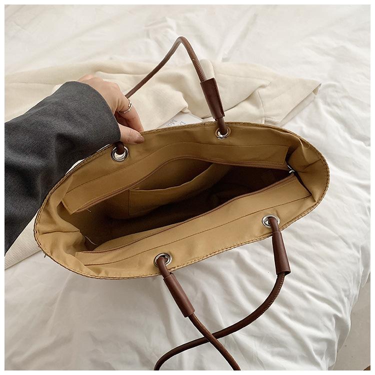 Woven Straw Tote Bag for Women Straw Bag Women's Summer New Fashion Woven Beach Bag Large Capacity Commuter Shoulder Tote Bag