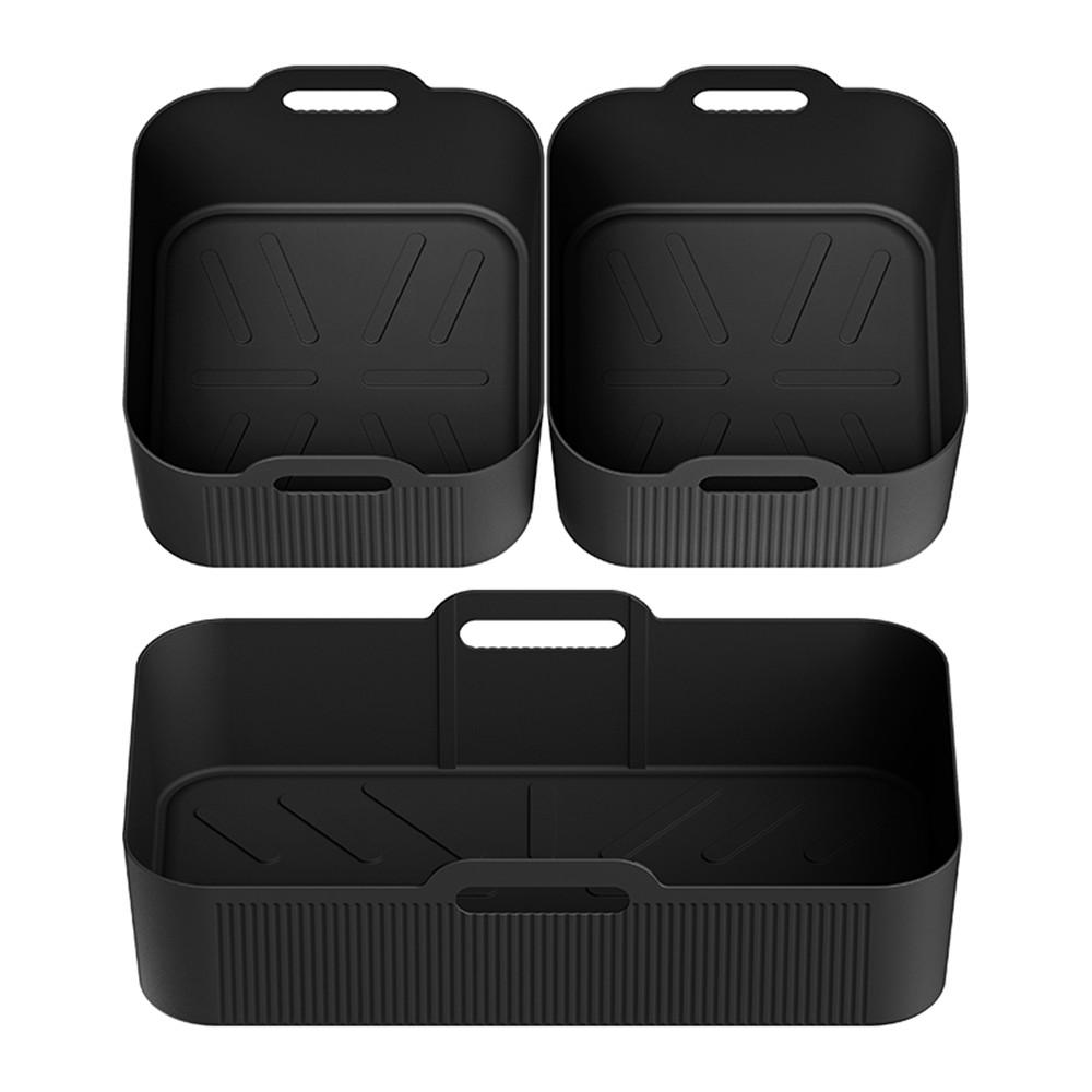 3pcs Air Fryers Oven Baking Liners Heat Tray Silicone Basket Silicone Mold Pizza Mat Replacement Grill Pan Kitchen Accessories