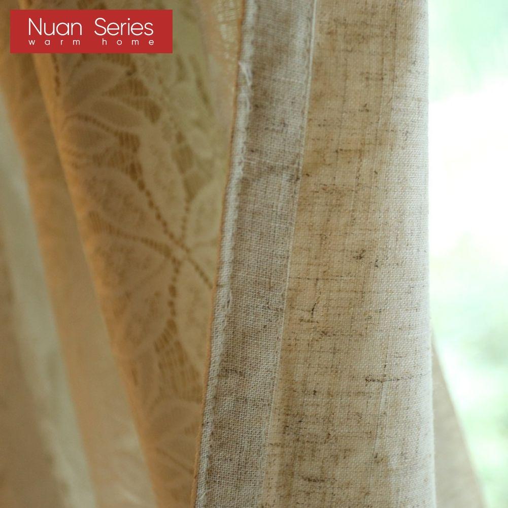 1PC Nuan Series Cotton Linen Double-layer Short Curtain Tassel Edge Partition Curtain for Kitchen Living Room Bedroom Cupboard Home Decor