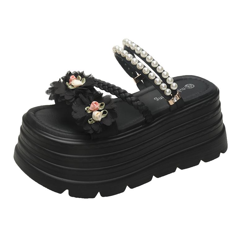 Fashion NEW Designer Women Summer Chunky Sandals Platform Slippers 8CM High Heels Ladies Slides Beach Flip-Flop Woman Sandalias De Mujer