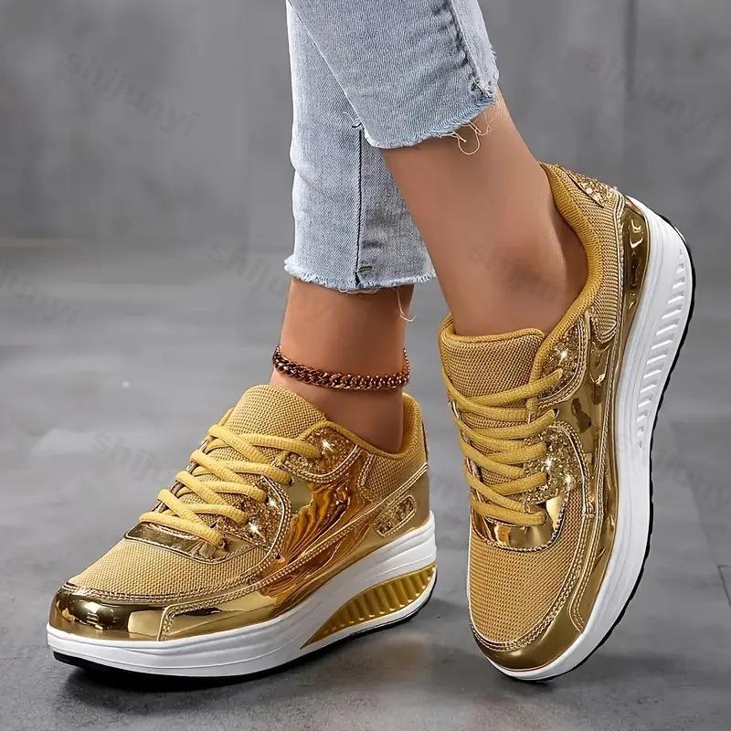 Fashion Women Casual Sneakers 2025 Autumn Mesh Breathable Lace-up Vulcanized Shoes Ladies Platform Sneakers Size 36-43 Zapatos De Mujer