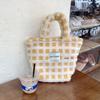 21084 New Lambswool Waffle Handheld Tote - Women's Large Capacity Autumn/Winter Handbag