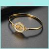 Exquisite Gold Plated Simple Cuff Bangle With Shimmering Rhinestones Jewelry Piece