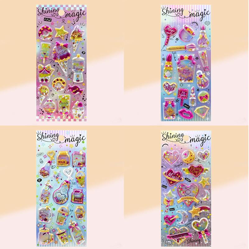 S Kawaii Cartoon Colorful Rocking Water Injection 3D Stickers Cute Diy Mobile Graffiti Decoration Stickers Holiday Gift