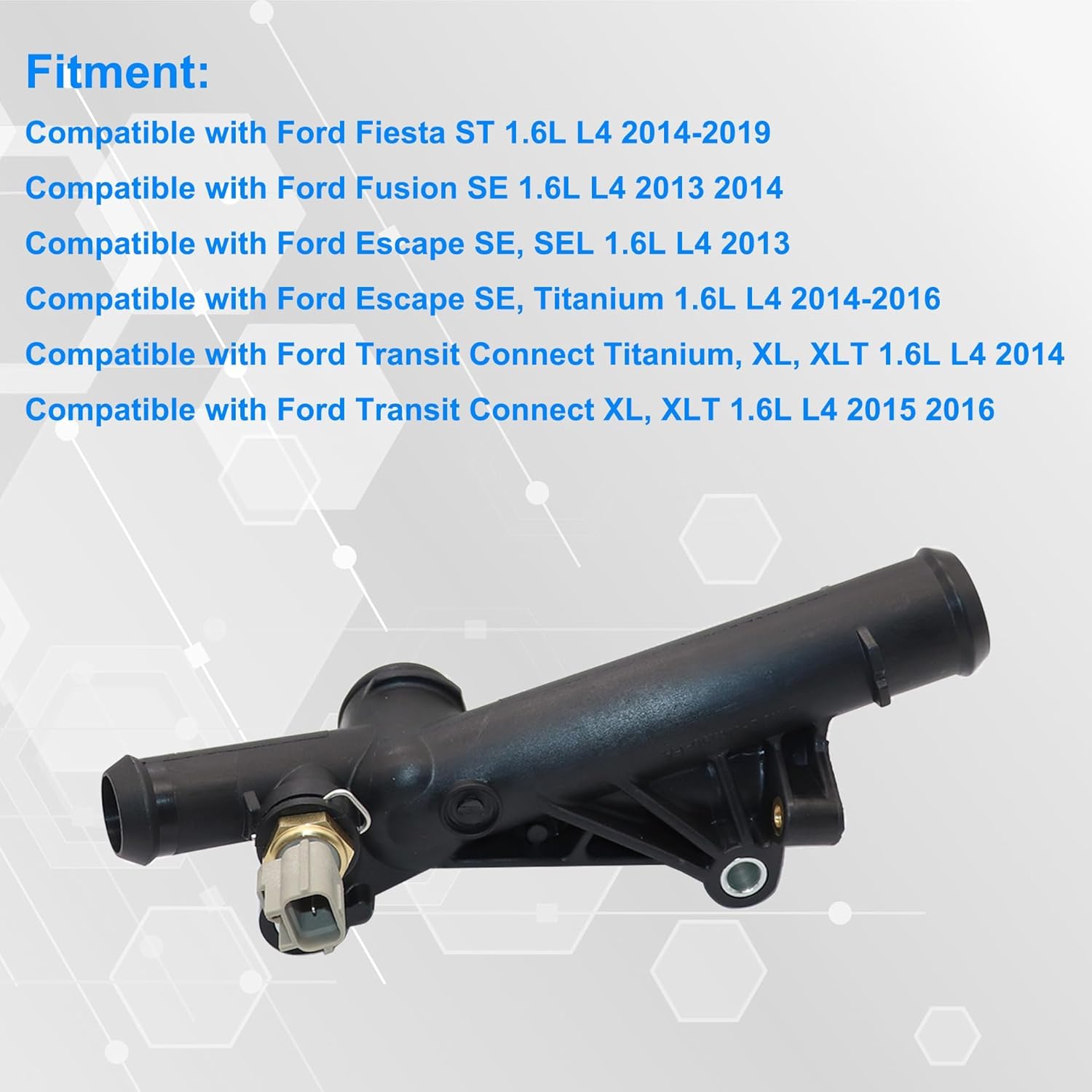 

GXARTS Coolant Water Outlet Connect Adapter BM5Z-8592-A BM5Z-8K556-B fit for Ford Escape Fusion Fiesta 2014-2019 Transit Connect 1.6L 2014-2016