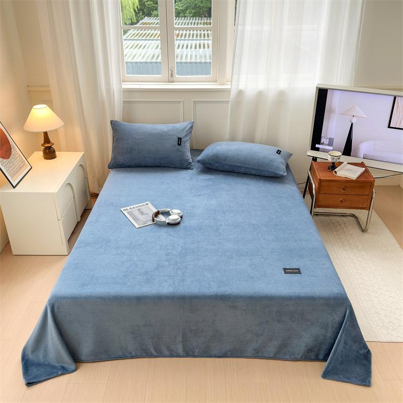 3pcs Solid Color Milk Velvet Bed Sheet Set Autumn Winter Warm Pink Bedding with 2 Pillowcases Soft and Skin-friendly Bed Cover