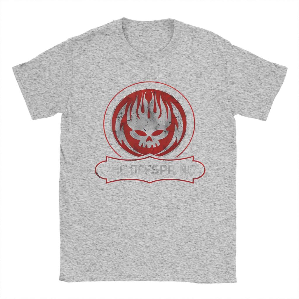 The Offspring Band Distressed Skull Tshirts Men Cotton Tops Shirts Printed  Crewneck Short Sleeve
