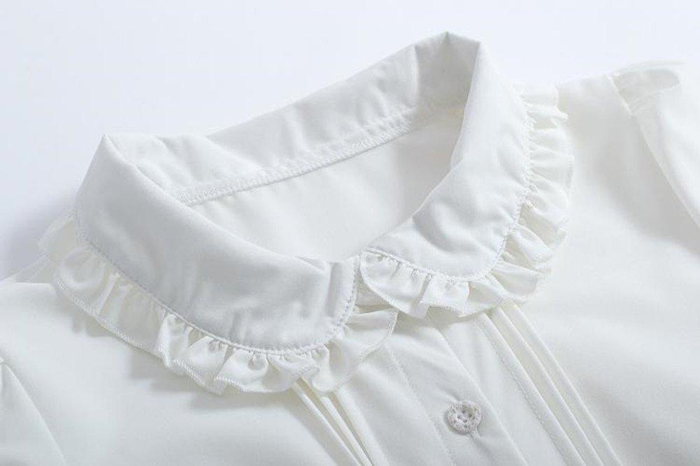 Blouse Lolita Shirt Short Sleeve Top Summer Cute White Women's (S White)