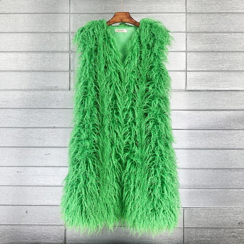 Women s High-End 2026 Winter Long Faux Lambswool Fur Vest Double Extra Large изумрудно-зеленый