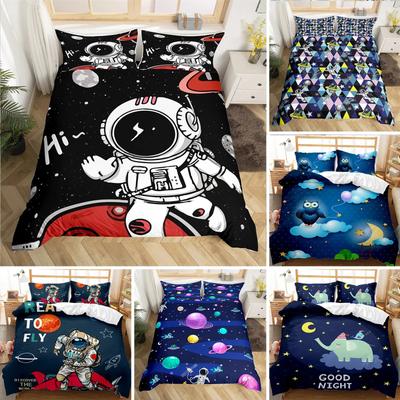 Astronaut Bettbezug-Set, Weltraum Bettwäsche-Set für Kinder Jungen, Himmel Galaxie Themen Bettdeckenbezug, Queen/King/Einzelgröße Steppdeckenbezug