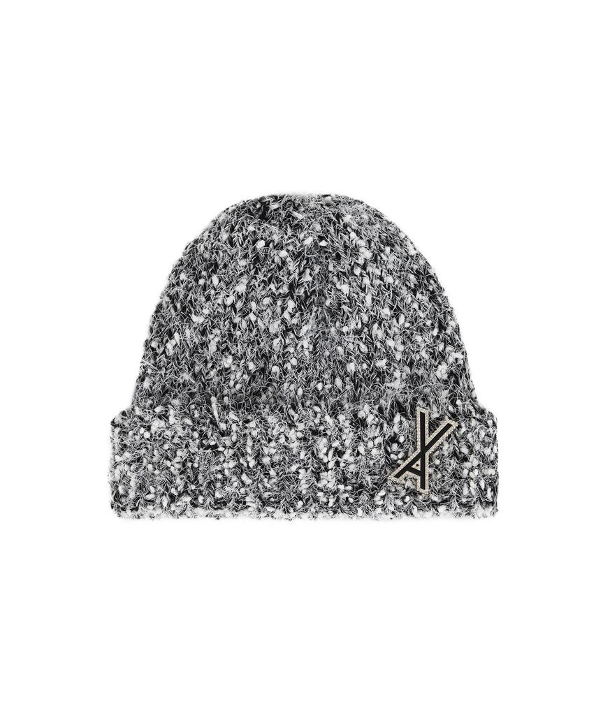 Bajal Va Brooch Heathered Knit Beanie Black