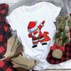 Women's Crew Neck Short Sleeve Graphic Print Christmas T-Shirts Loose Fit Casual Tees