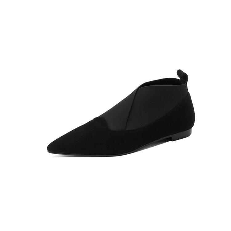 

Модные новые весенние женские туфли из овечьей замши с плоской подошвой и заостренным носком, женские туфли-лодочки, женские мокасины 34 чёрный