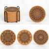 8Pcs Cork Coasters with Rack Round Retro Coasters Absorbent Heat-Resistant Table Mats Insulated Dining Placemats for Table Protection