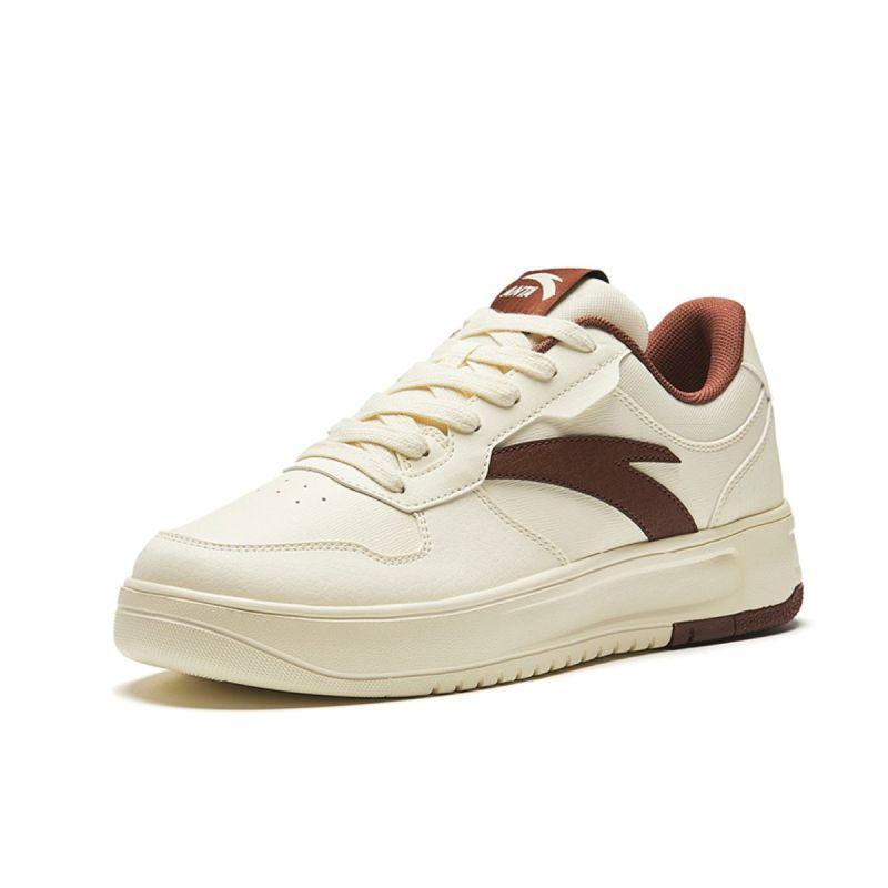 Anta Lightweight Height Increasing Low-Top Skateboard Shoes Men's White Brown Sneakers 112418016-2