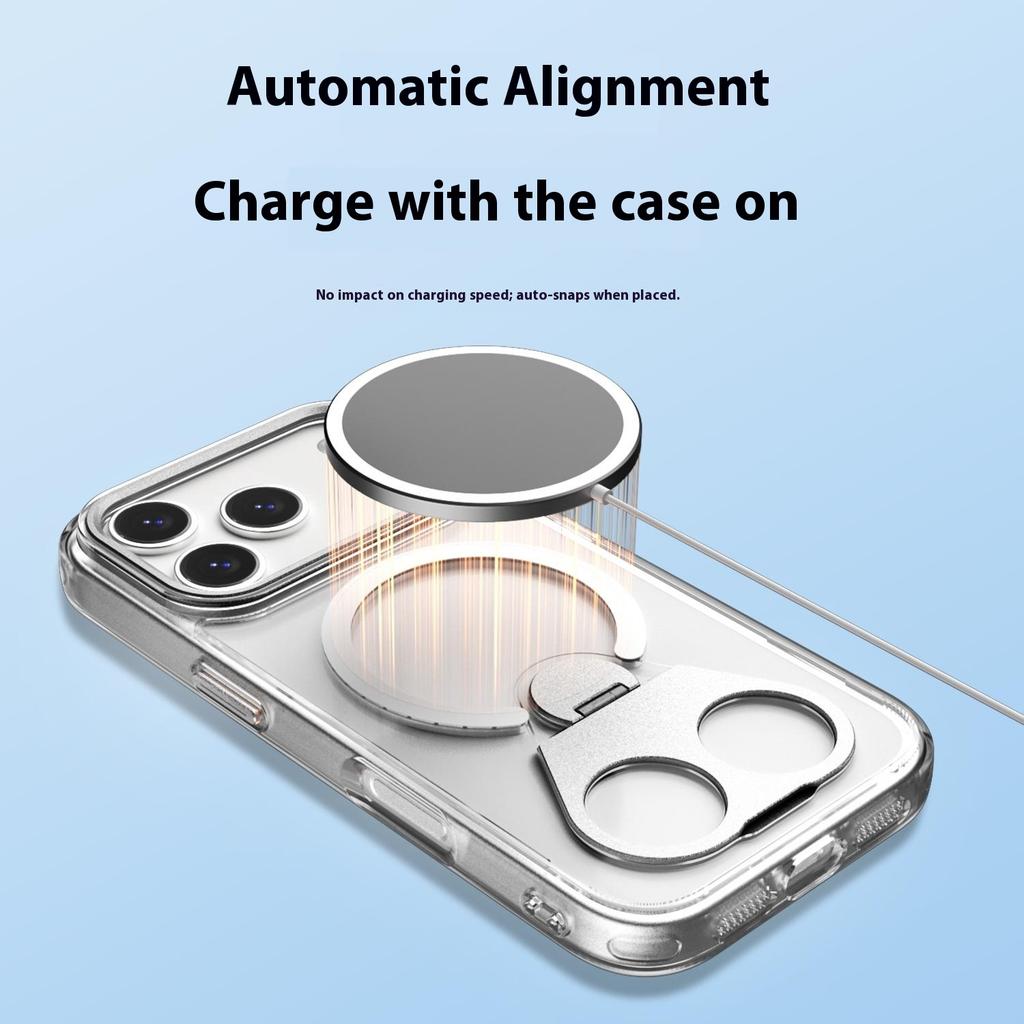 For iPhone 17 Pro Max Phone Case Compatible with MagSafe TPU Acrylic Back Cover with Ring Kickstand