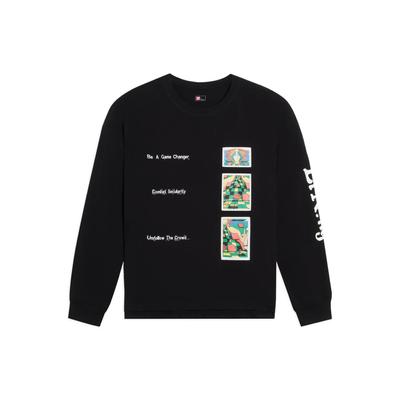 Li-Ning X Rooovie Artist Collaboration Patterned Letter Print Crew Neck Sweatshirt Unisex Tops Black AHSSB19-2