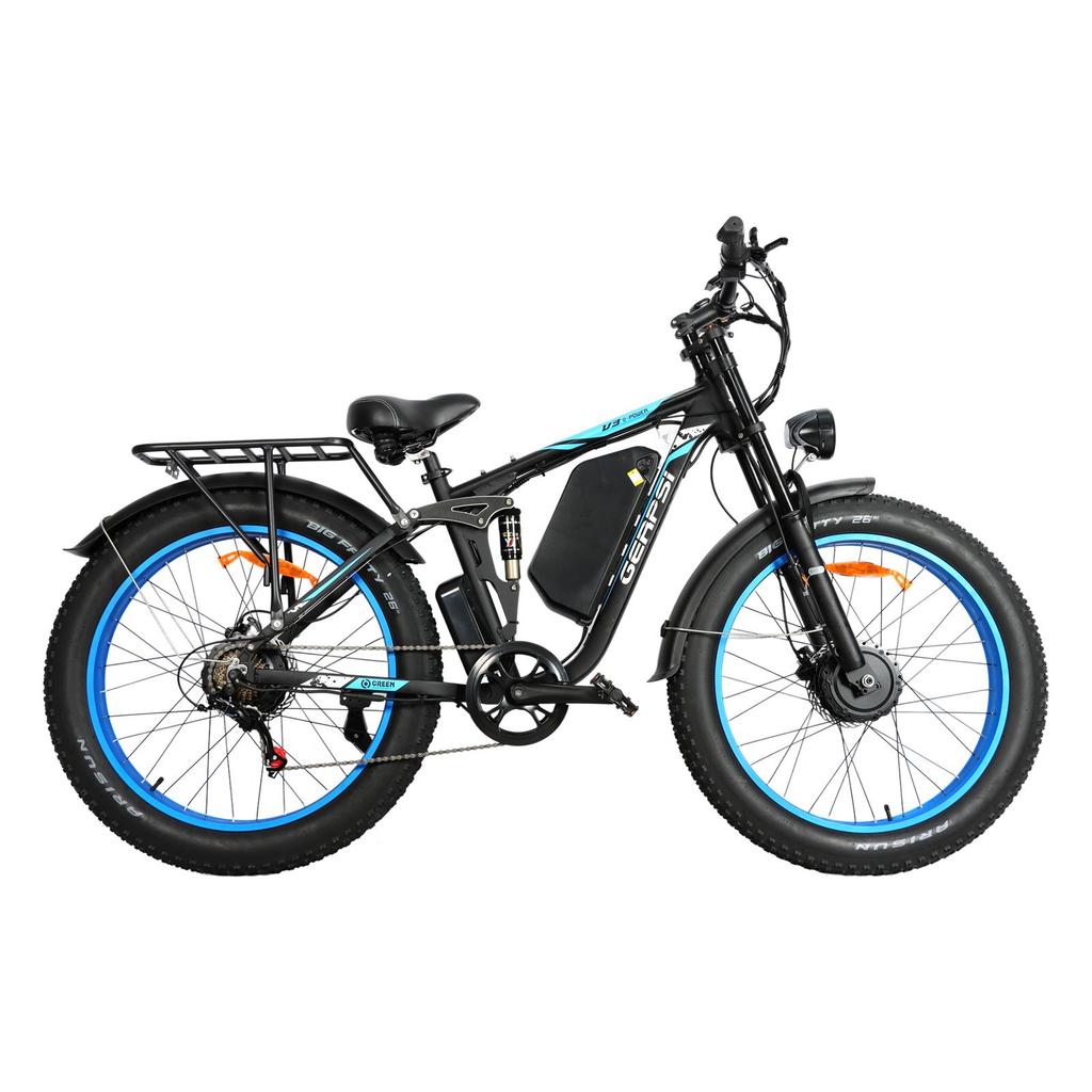 Bicicleta Elétrica de Motor Duplo Baolujie DP-2603-SJ 1500*2 Bateria 52V35AH Pneu Largo Todo-Terreno Aro 26 Bicicleta E-Mountain Bike Para Adulto