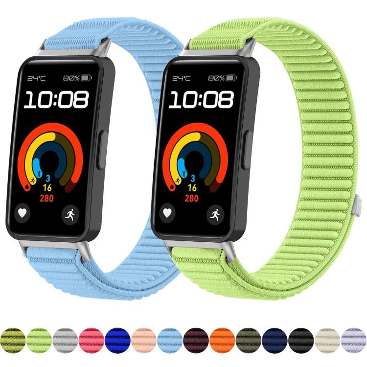 Woven Nylon Hook And Loop Watch Band for Huawei Band 10/9/8, Ergonomic Comfort Adjustable Replacement Strap, Easy Install, Strap Only