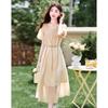Time Like Water Women's Elegant Short-Sleeve Midi Dress 242003L1