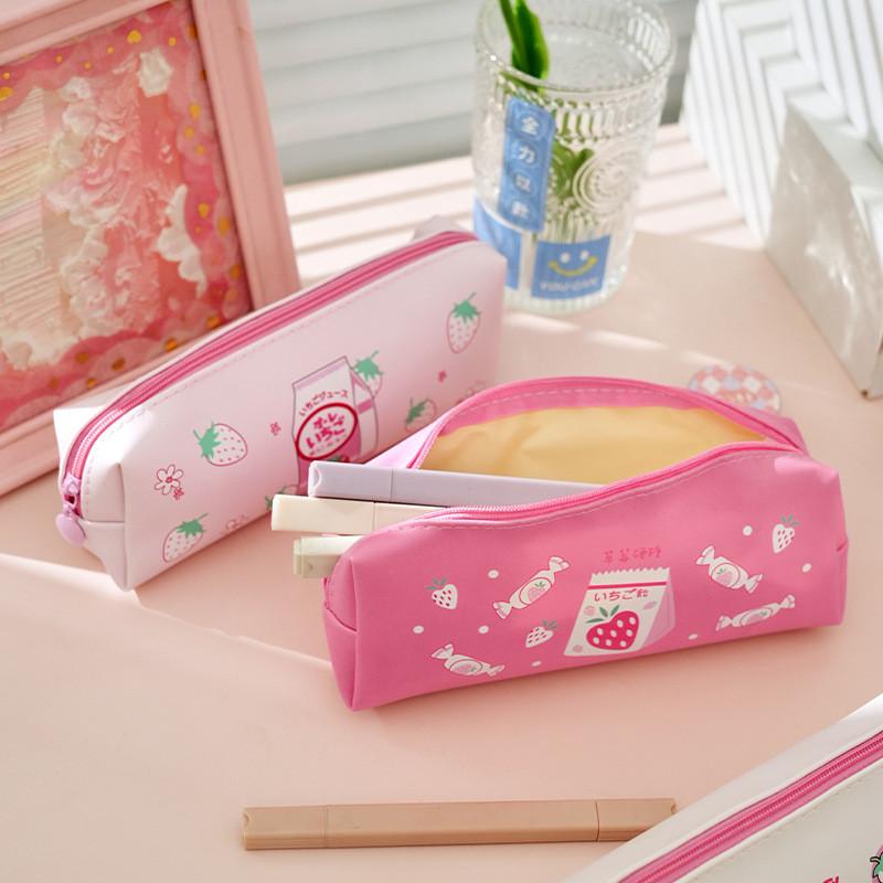 Girls Leather Pencil Case With Large Capacity For School And Travel Storage
