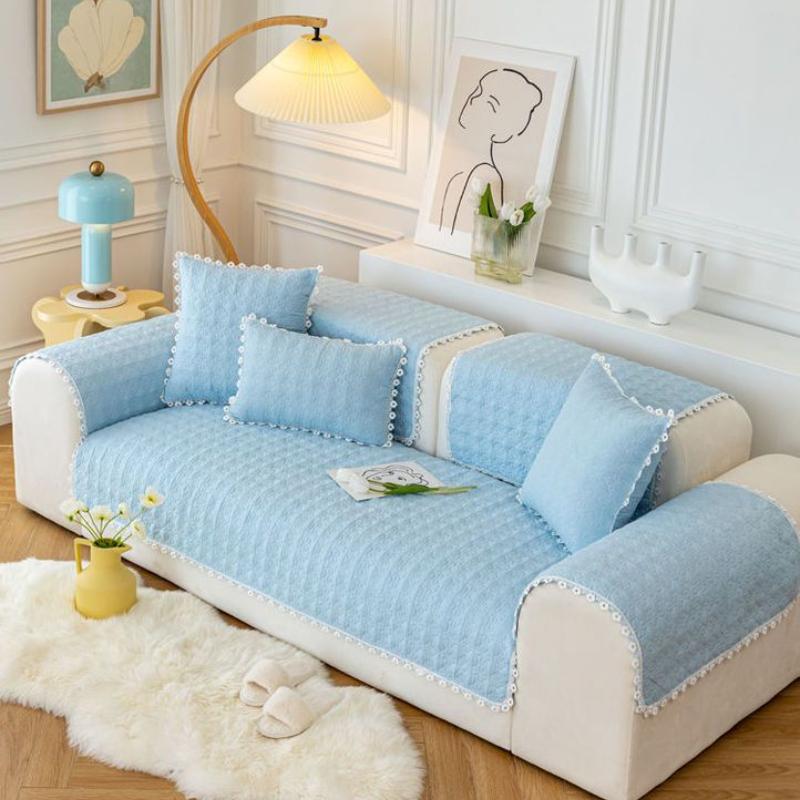 Sofa Cushion Four Seasons Universal Non-Slip Cotton Cushion Living Room Combination Sofa Cover Thickened Furniture Protective