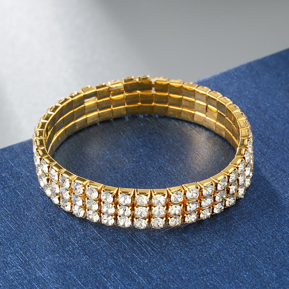 Hot Stretch Bracelet Fashionable Full Diamond Single Row Bracelet Bride Diamond Set Multi Row Diamond Flash Diamond Chain