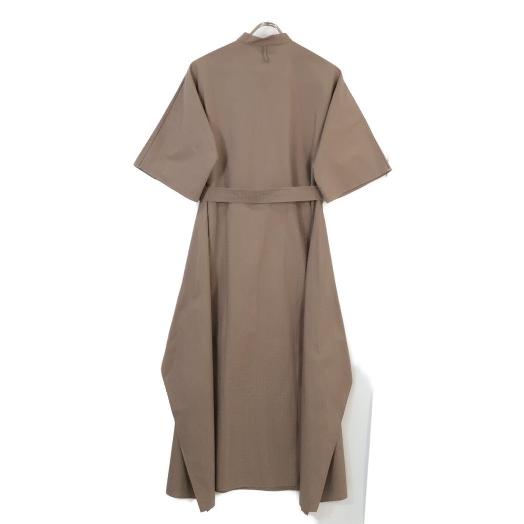 Hermes [Excellent Condition/Domestically Authorized/24 Stainless Steel] MOSAIQUE H Mosaic Jacquard Belted Country Dress (4H0502DB) Dress 32 BrownUsed