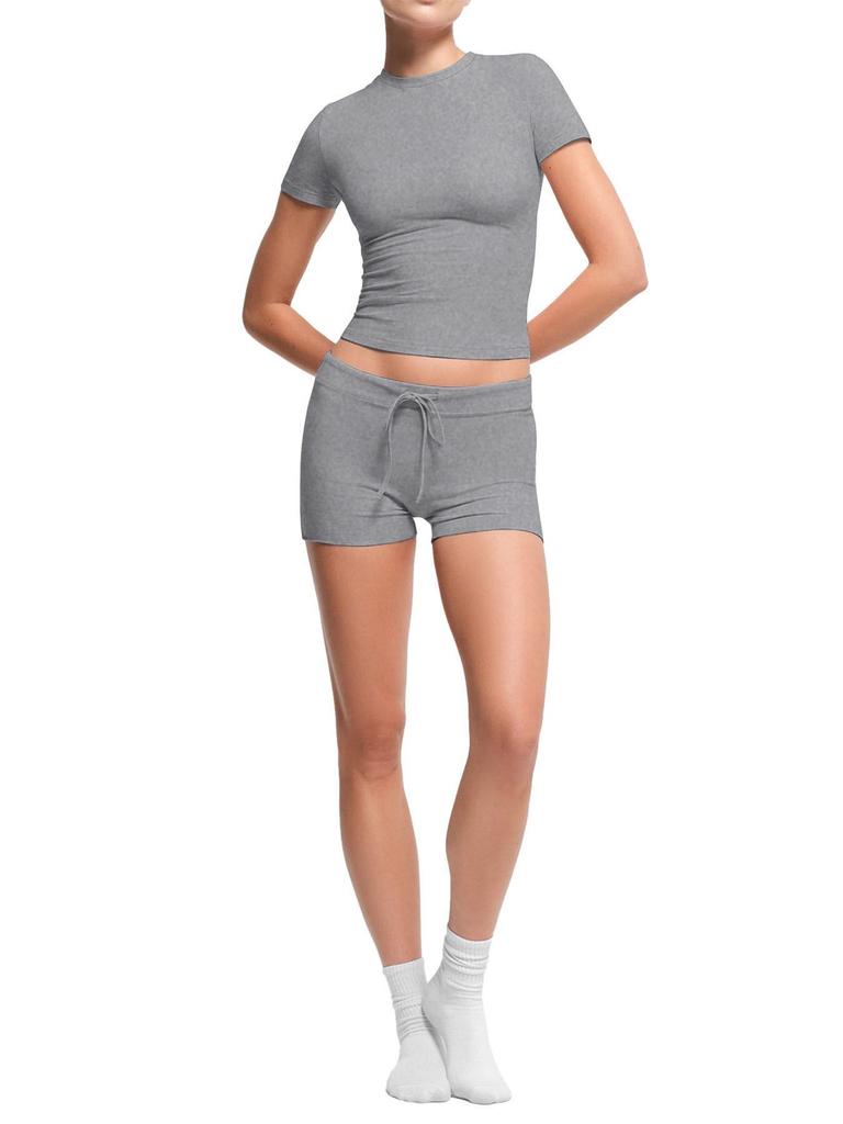 European & American Women's Slim Fit Short-Sleeve Round Neck T-Shirt Casual Set for Hot Girls