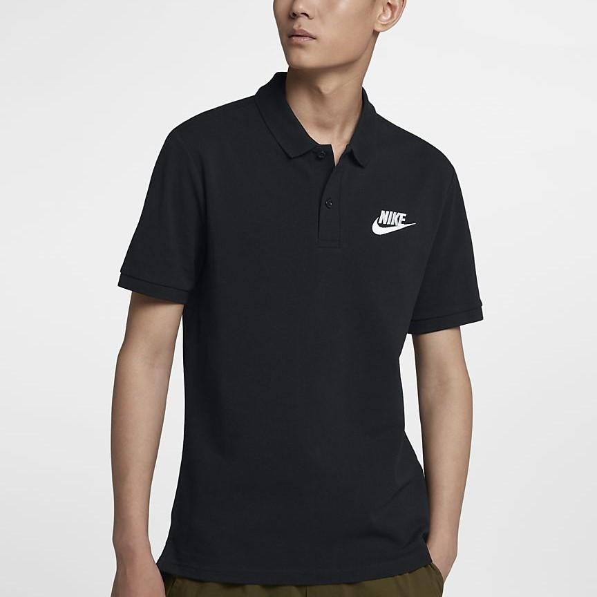 Nike Sportswear Solid Logo Casual Polo Shirt Men Tops Black 909747-010